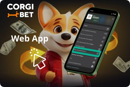 Corgibet iOS Web App auf dem iPhone-Startbildschirm speichern