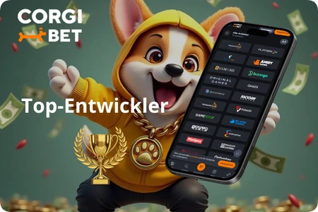 Corgibet Casino Spielanbieter-Übersicht mit 73 Studios auf dem Smartphone